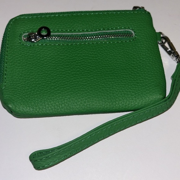 GREEN LEATHER ROYAL BAGGER COIN PURSE WITH WRISTLET STRSP SILVER HARDWARE - Picture 2 of 6